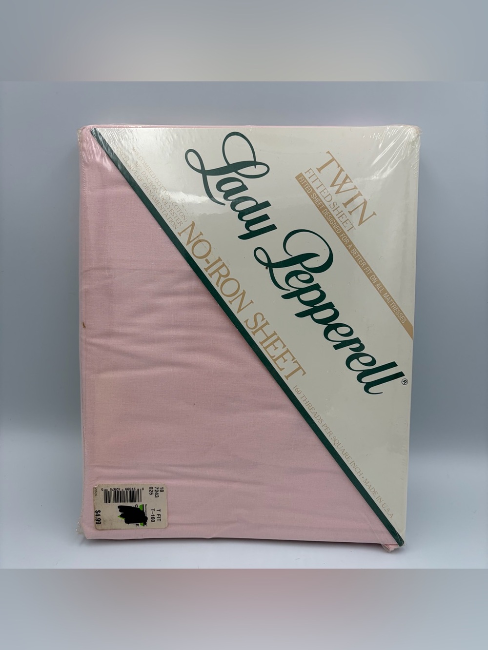 Vtg NOS Lady Pepperell Twin Pink Rose Fitted Sheet 100% Cotton 39X76 USA No-Iron